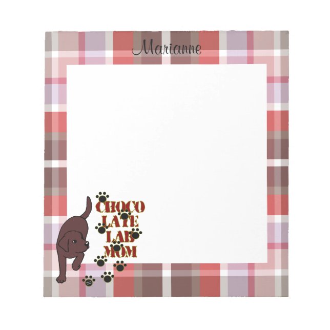 Personalised Chocolate Lab Mum Plaid Notepad (Front)