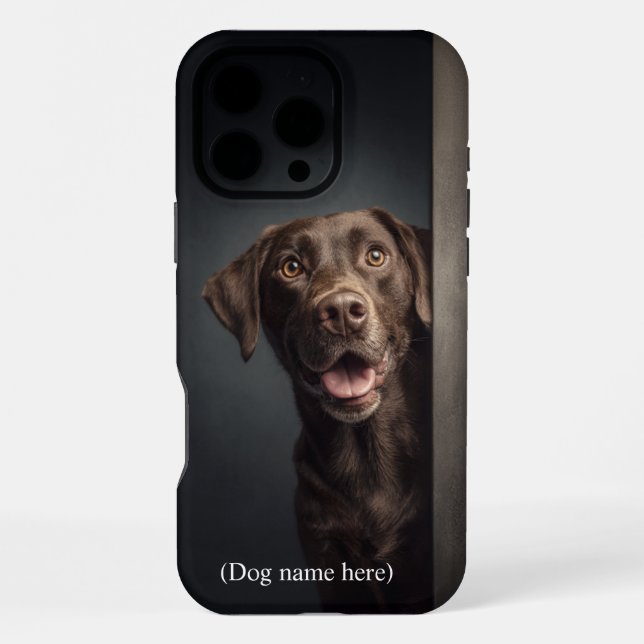 Personalised Chocolate Lab Portrait iPhone Case (Back)