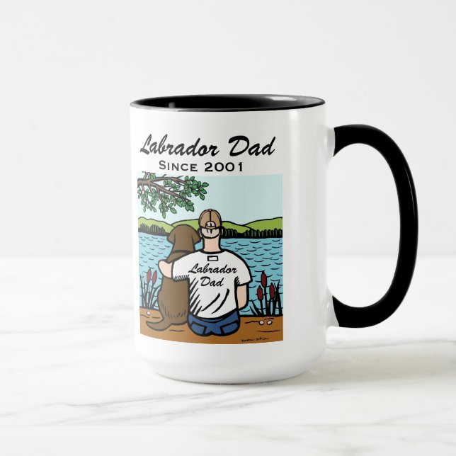 Personalised Chocolate Labrador and Dad Mug (Right)
