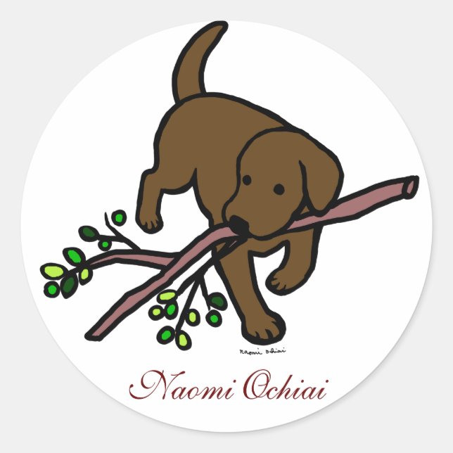 Personalised Chocolate Labrador Cartoon Stickers (Front)