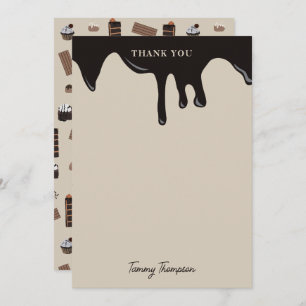 Personalised Chocolate Theme Pattern  Thank You Card