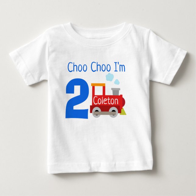 Personalised Choo Choo I'm 2 Birthday Shirt (Front)