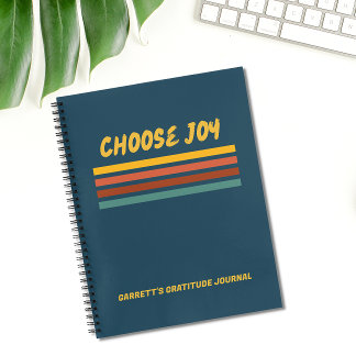 Personalised Choose Joy Retro Christian Faith Notebook