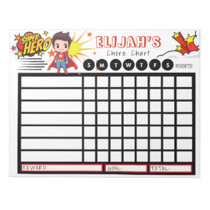Personalised Chore Chart, Superhero Notepad