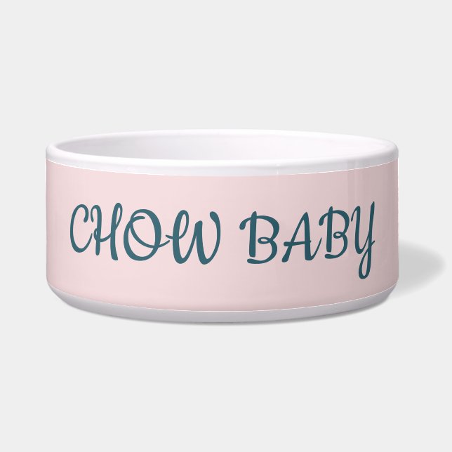 Personalised CHOW BABY pink Pet Bowl (Front)