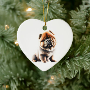 Personalised Chow Chow Puppy Ceramic Tree Decoration