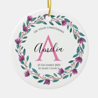 Personalised Christen Godparents Baptism godchild Ceramic Tree Decoration