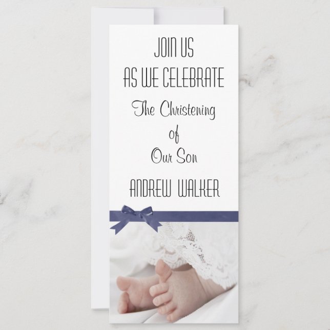 Personalised Christening Invitation for Baby Boy (Front)