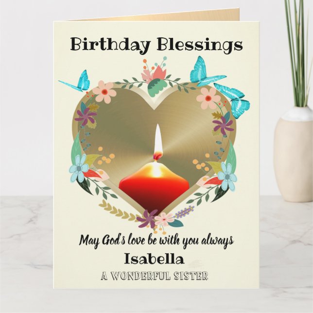 Personalised Christian Birthday Card For Sister (Front)