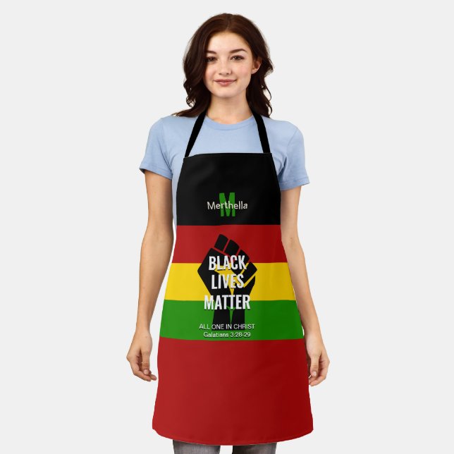 Personalised Christian | BLACK LIVES MATTER Apron (Worn)