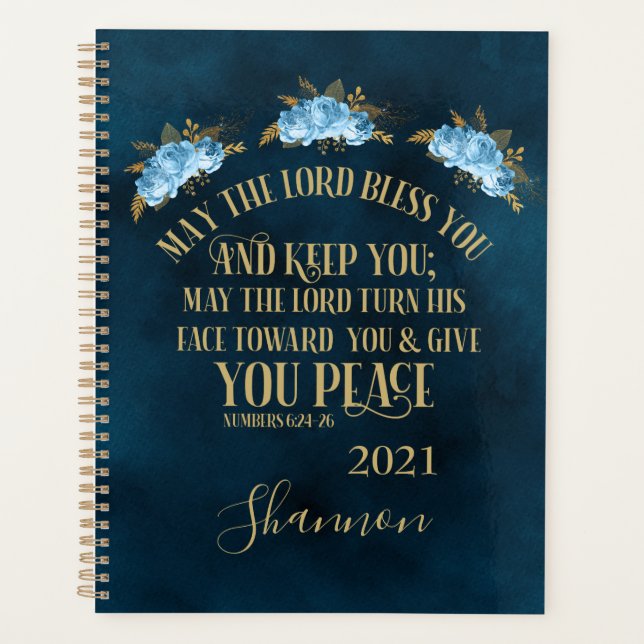 Personalised Christian  Blessing Bible Floral 2021 Planner (Front)