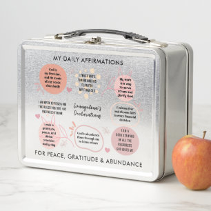 Personalised Christian Daily Affirmations Quotes Metal Lunch Box