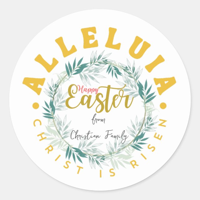 Personalised Christian Easter Classic Round Sticker (Front)
