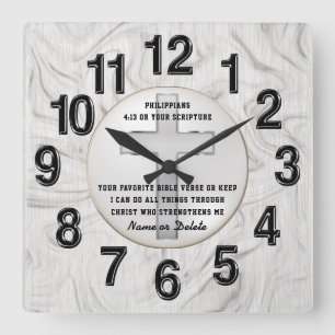 Personalised Christian Encouragement Gifts for Him Square Wall Clock