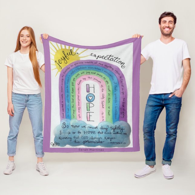 Personalised Christian Faith Inspirational Rainbow Fleece Blanket (In Situ)