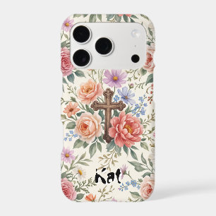 Personalised Christian Floral Cross Watercolor