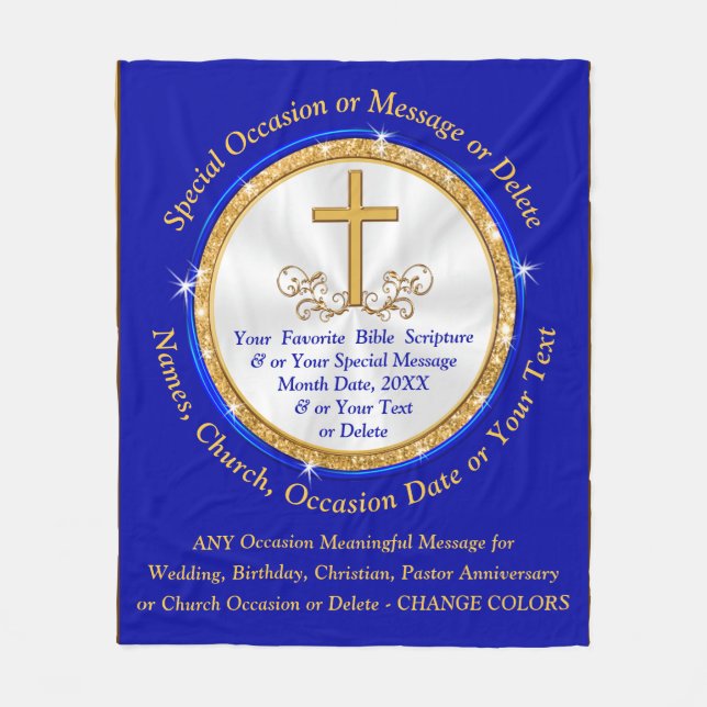 Personalised Christian Gifts. Any Occasion, Colour Fleece Blanket (Front)