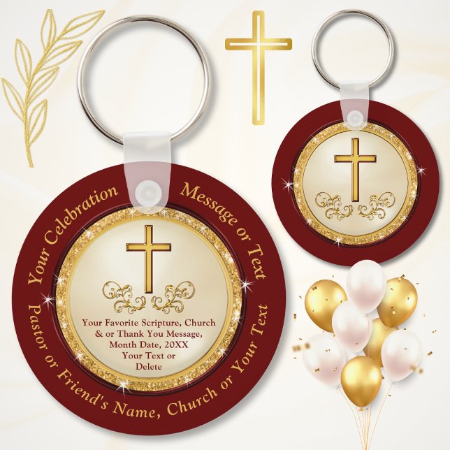 Personalised Christian Gifts for Pastor, Friends Key Ring (Church celebration ideas. Scripture party favors. Church party favors. Church anniversary ideas.)