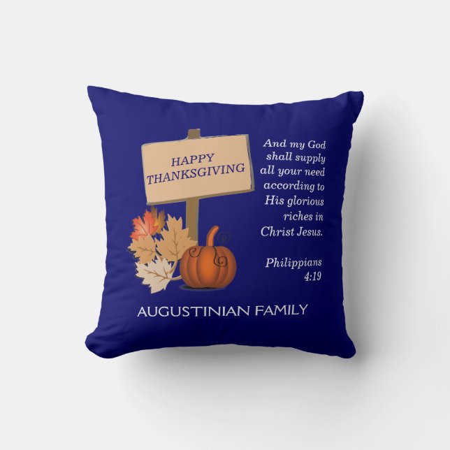 Personalised Christian HAPPY THANKSGIVING Cushion (Front)