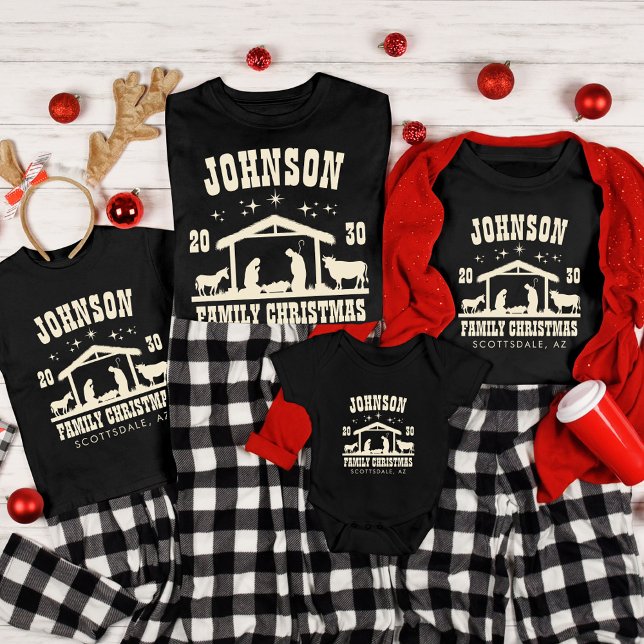 Personalised Christian Nativity Family Christmas Tri-Blend Shirt (Creator Uploaded)