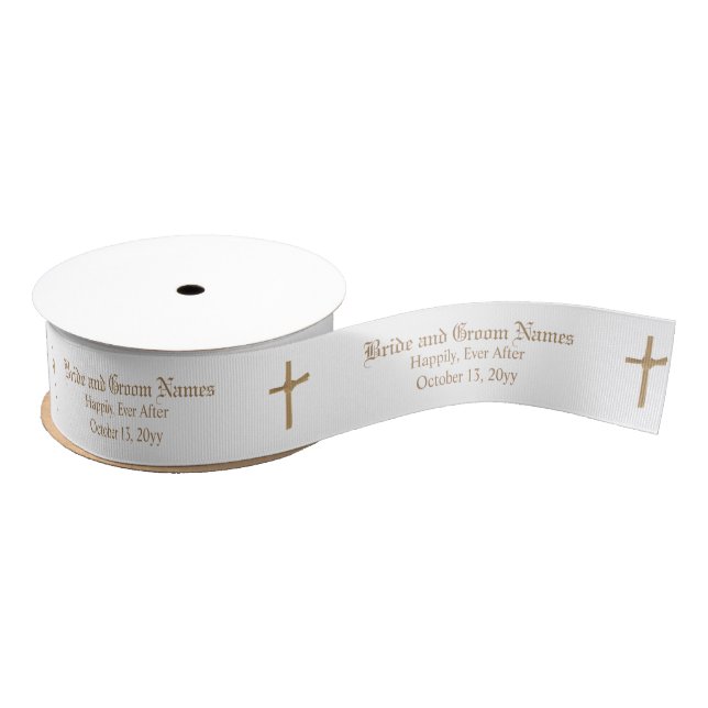 Personalised Christian Patterned Wedding Ribbon Grosgrain Ribbon (Spool)