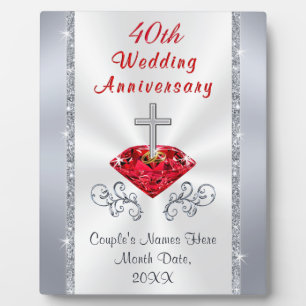 Personalised Christian Ruby Anniversary Gift Ideas Plaque