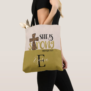 Personalised Christian She Is Strong Proverbs 31 Tote Bag