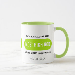 Personalised Christian Superpower Green Monogram Mug