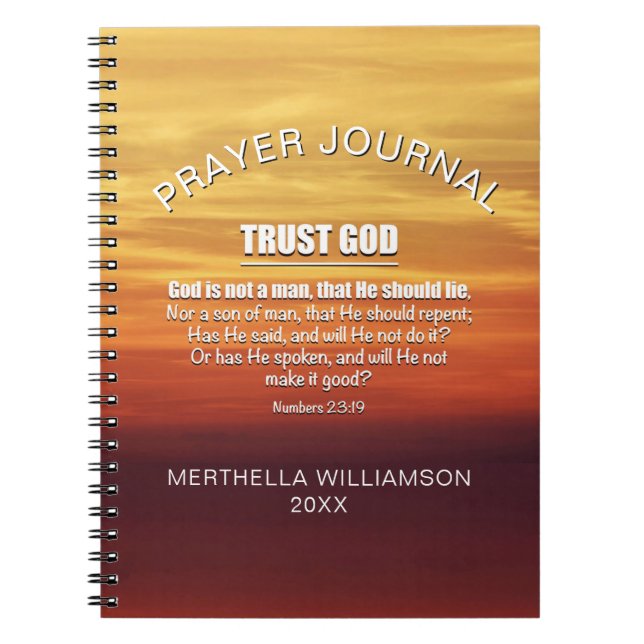 Personalised Christian TRUST GOD Prayer Journal (Front)