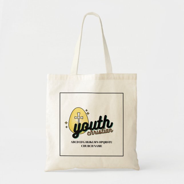 Personalised Christian Youth Egg Cross Tote Bag (Front)