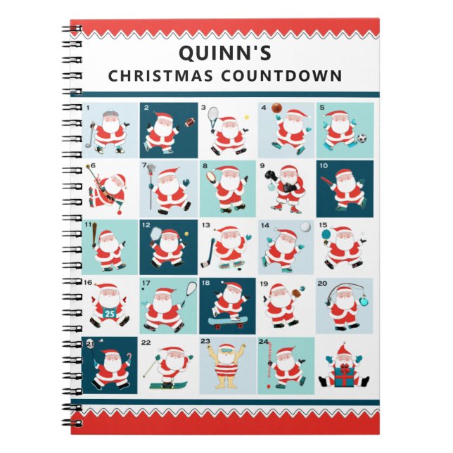 personalised Christmas Advent Calendar Notebook (Front)