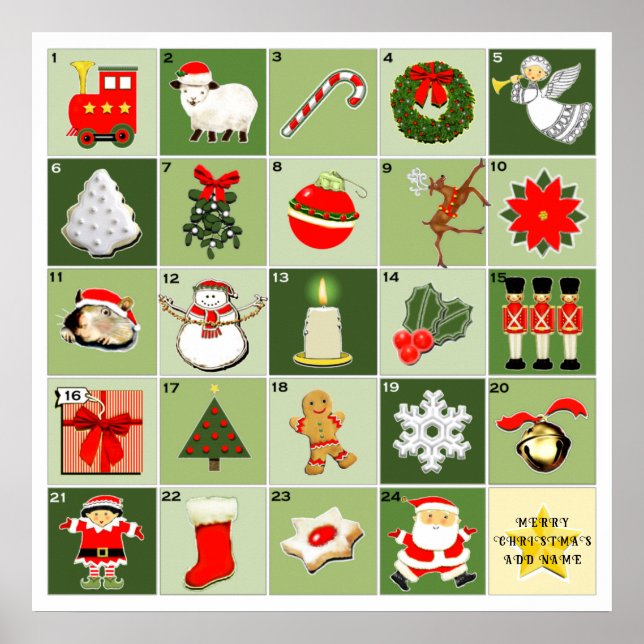 personalised Christmas Advent calendar Poster (Front)