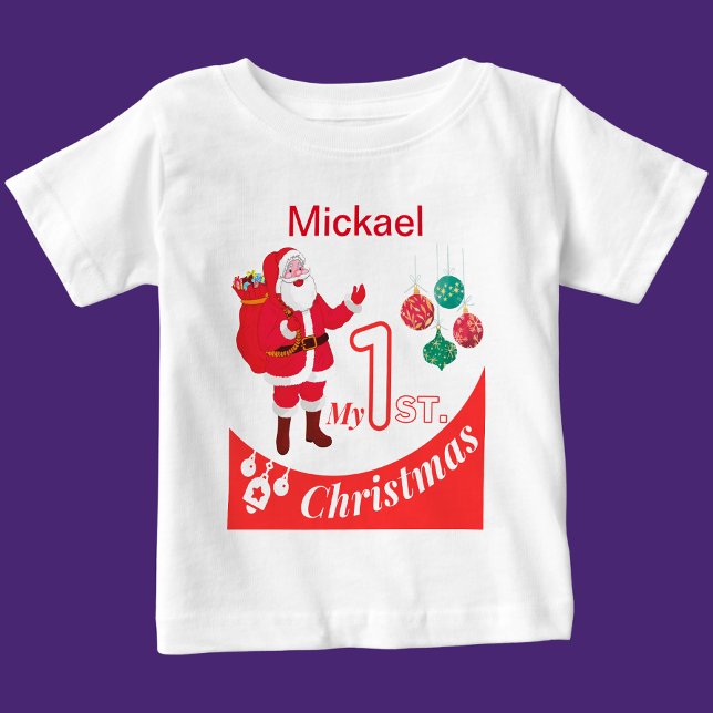 Personalised Christmas Baby "My 1st Christmas" Baby T-Shirt (Creator Uploaded)