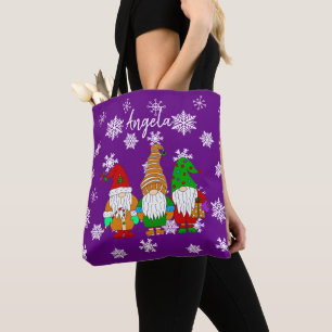 Personalised Christmas Bag with Cute Cartoon Gnome