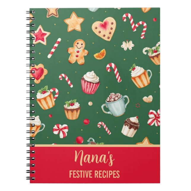 Personalised Christmas Baking Pattern Notebook (Front)