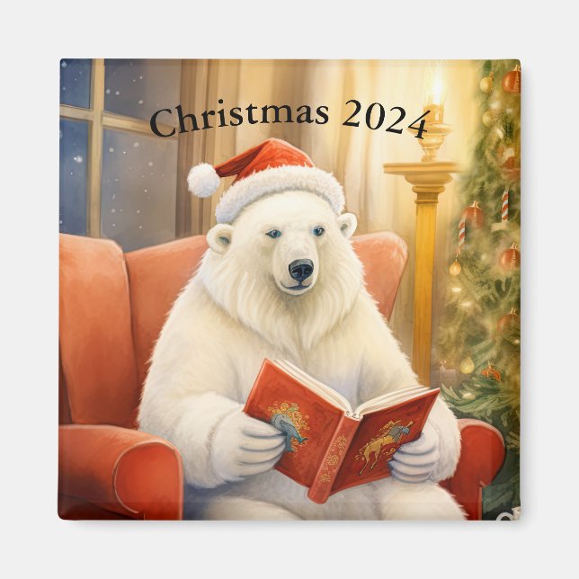 Personalised Christmas Bear Magnet (Front)