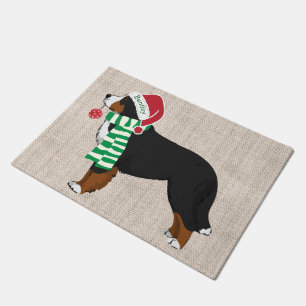 Personalised Christmas Bernese Mountain Dog Burlap Doormat