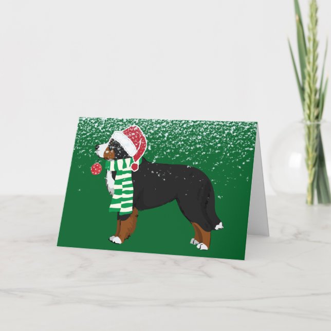 Personalised Christmas Bernese Mountain Dog Holiday Card (Front)