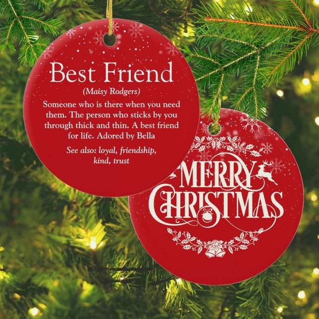 Personalised Christmas Best Friend Definition Ceramic Tree Decoration (Personalized Christmas Best Friend Definition Ceramic Ornament)