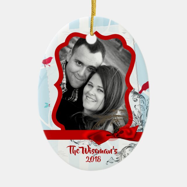 Personalised Christmas Birch Tree PHOTO Ornament (Front)