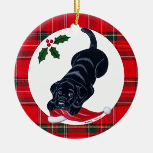 Personalised Christmas Black Lab Puppy Ceramic Tree Decoration