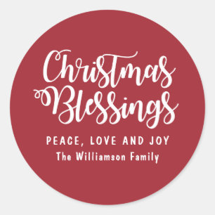 Personalised Christmas Blessings Silver and White Classic Round Sticker