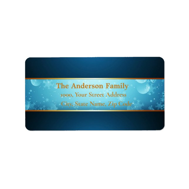 Personalised Christmas Blue Snowflakes  Label (Front)