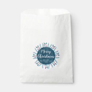 Personalised Christmas Blue Watercolor Floral Favour Bags