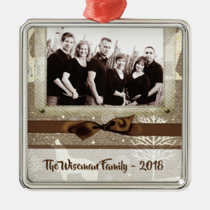 Personalised  Christmas Burlap Deer PHOTO Ornament