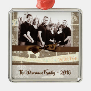 Personalised Christmas Burlap Deer  PHOTO Ornament