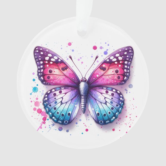 Personalised Christmas Butterfly Holiday Keepsake Ornament (Front)