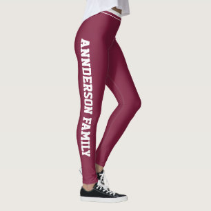 Personalised Christmas Cabernet Red Family Reunion Leggings