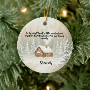 Personalised Christmas Cabin Ceramic Ornament