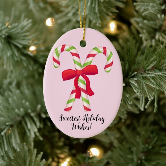 Personalised Christmas Candy Cane Ceramic Ornament (Tree)